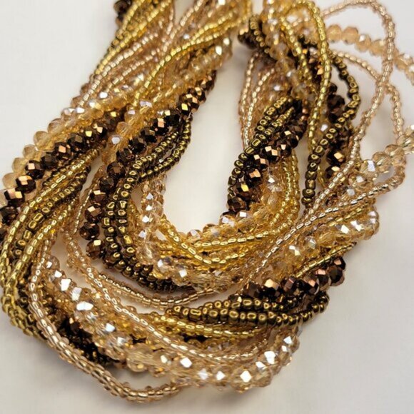 Multi Strand Braided Necklace Glass Bead Braided Necklace Beaded Twist Necklace - Picture 2 of 9